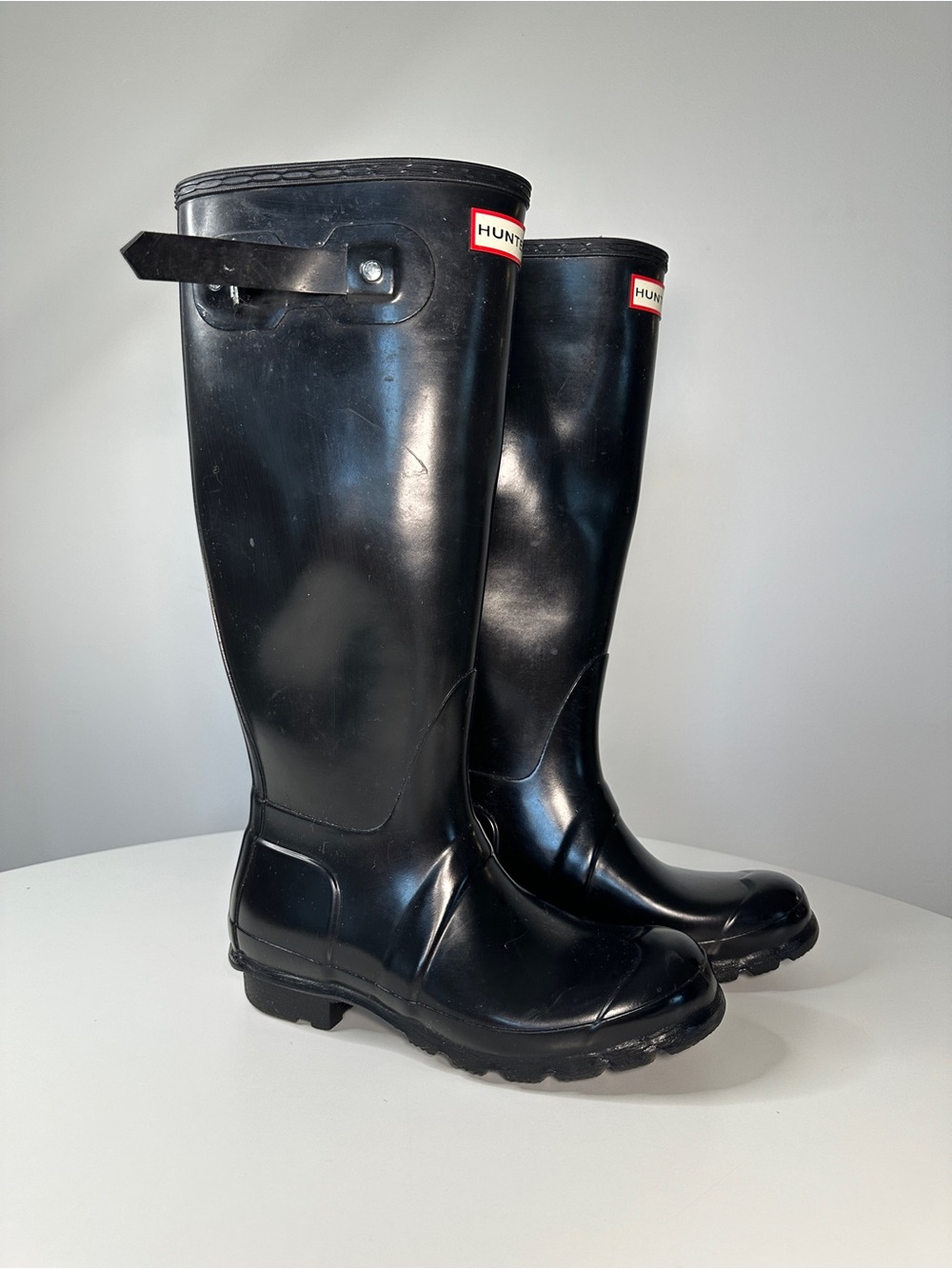 Hunter Original Tall Black Gloss Rubber Rain Boots 6 37